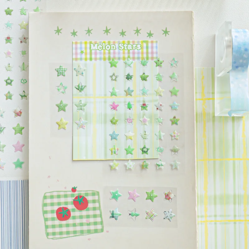 

Mr.Paper Fruit Geometry Stickers 1 sheet/pack Strawberry Stars without back glue stickers Holiday Handbooks Record Life Gifts