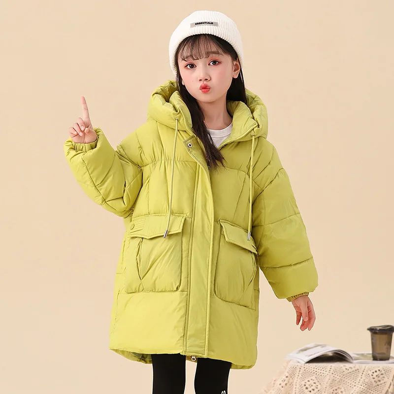 Girls Down Jackets Winter Warm Coat Children Hooded Outerwear Teenage Windproof Clothes Students Thick Parkas 4 6 7 8 10 12 14 Y