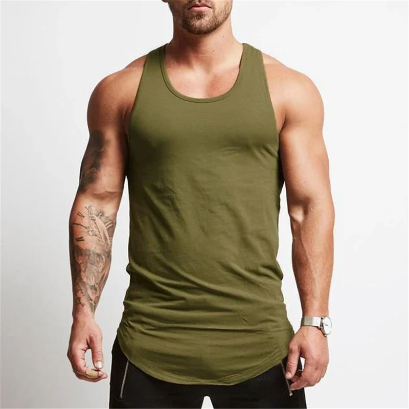 Bodybuilding New Brand Solid Tank Top Men Stringer Tanktop Fitness Singlet Sleeveless Shirt Workout Man Undershirt Gym Clothing