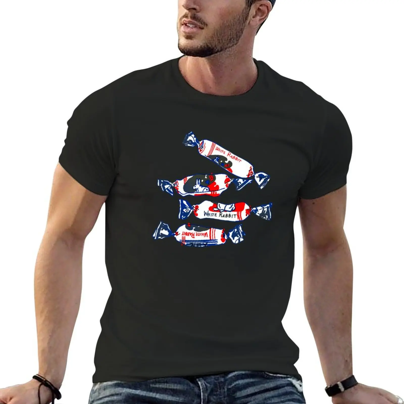 

White Rabbit Bai Tu Candy Overprint T-Shirt man clothes shirts graphic tees hippie clothes mens workout shirts