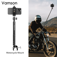 Vamson Motorcycle Bike Invisible Selfie Stick Monopod Handlebar Mount Bracket for Mobile Phone Clip for Smartphone Cellphone