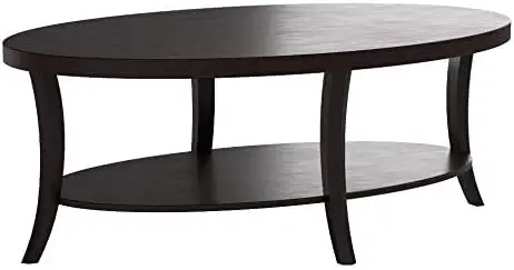 Roundhill 가구 퍼스 현대적인 타원형 커피 테이블(선반 포함), 에스프레소