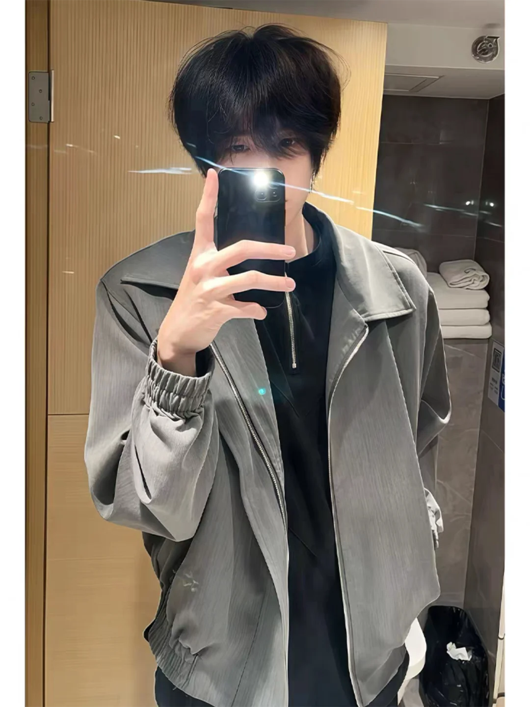 

Cleanfit oulder Padded Baseball Sle Jaet Men's Autumn High Street American Theme ort Length Zipper Closure Casual Coat