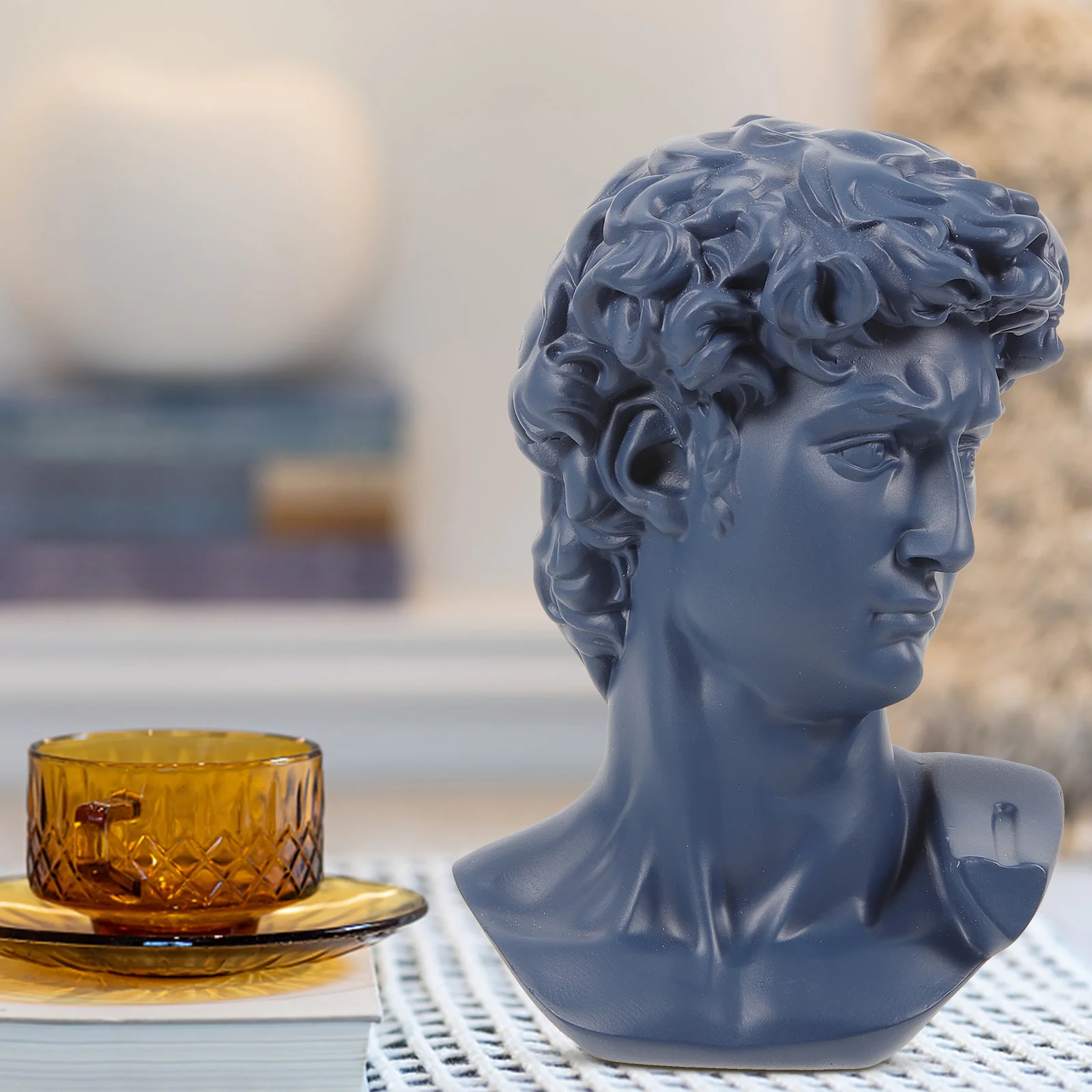 

1Pcs David Sculpture Small Head Resin Statue Home Desk Ornament Artistic Resin Craft Decoration Office Desktop Display Gift