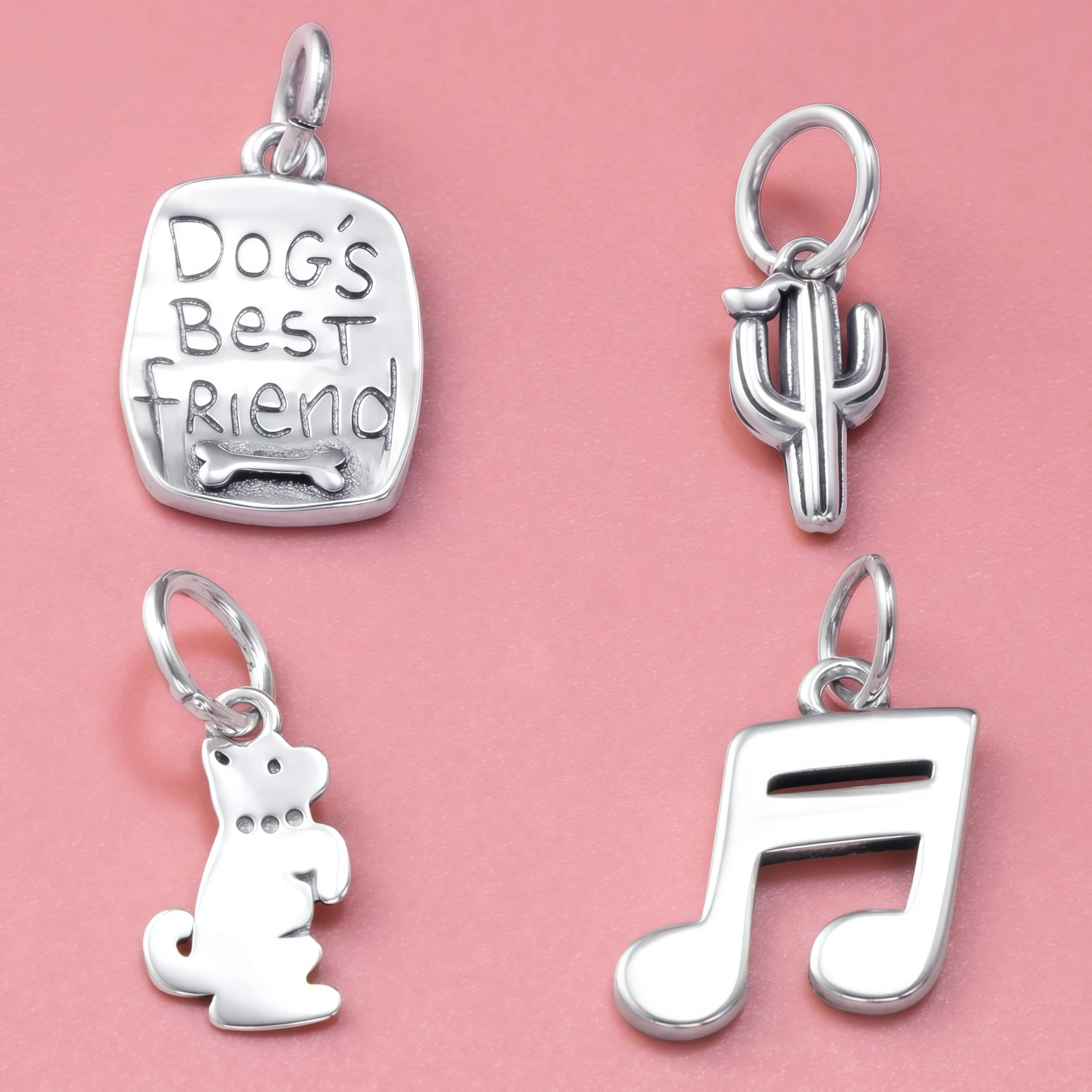 925 فضة سحر قلادة - الكلب أفضل صديق / الصبار / الكلب / شكل ملاحظة لسوار قلادة صنع المجوهرات هدية #1