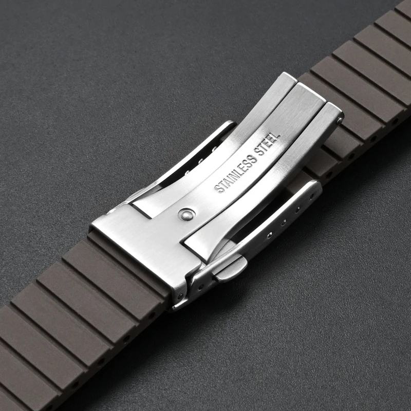 2025 FKM حزام 18 مللي متر 19 مللي متر 20 مللي متر 21 مللي متر 22 مللي متر الإفراج السريع فلورو المطاط فراشة مشبك الرجال النساء قطع إلى حجم سوار ساعة الفرقة