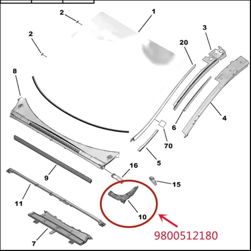 9800512180 9800512080 Suitable for 3008 Sponge Foam Windshield Front Foam Rain Collector Sponge 8251GY 8251GZ