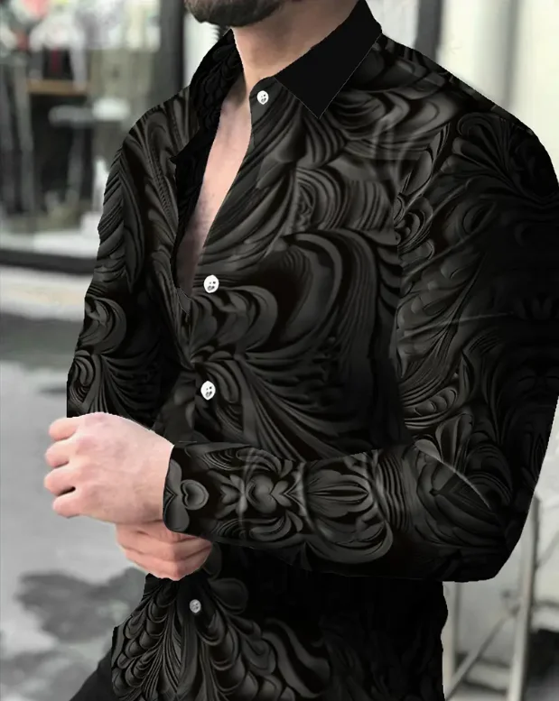 2025Men's Retro Plaid Print Long Sleeve Shirt Fashion Design Luxury Long Sleeve Top Men's Four Seasons Button Lapel Shirt