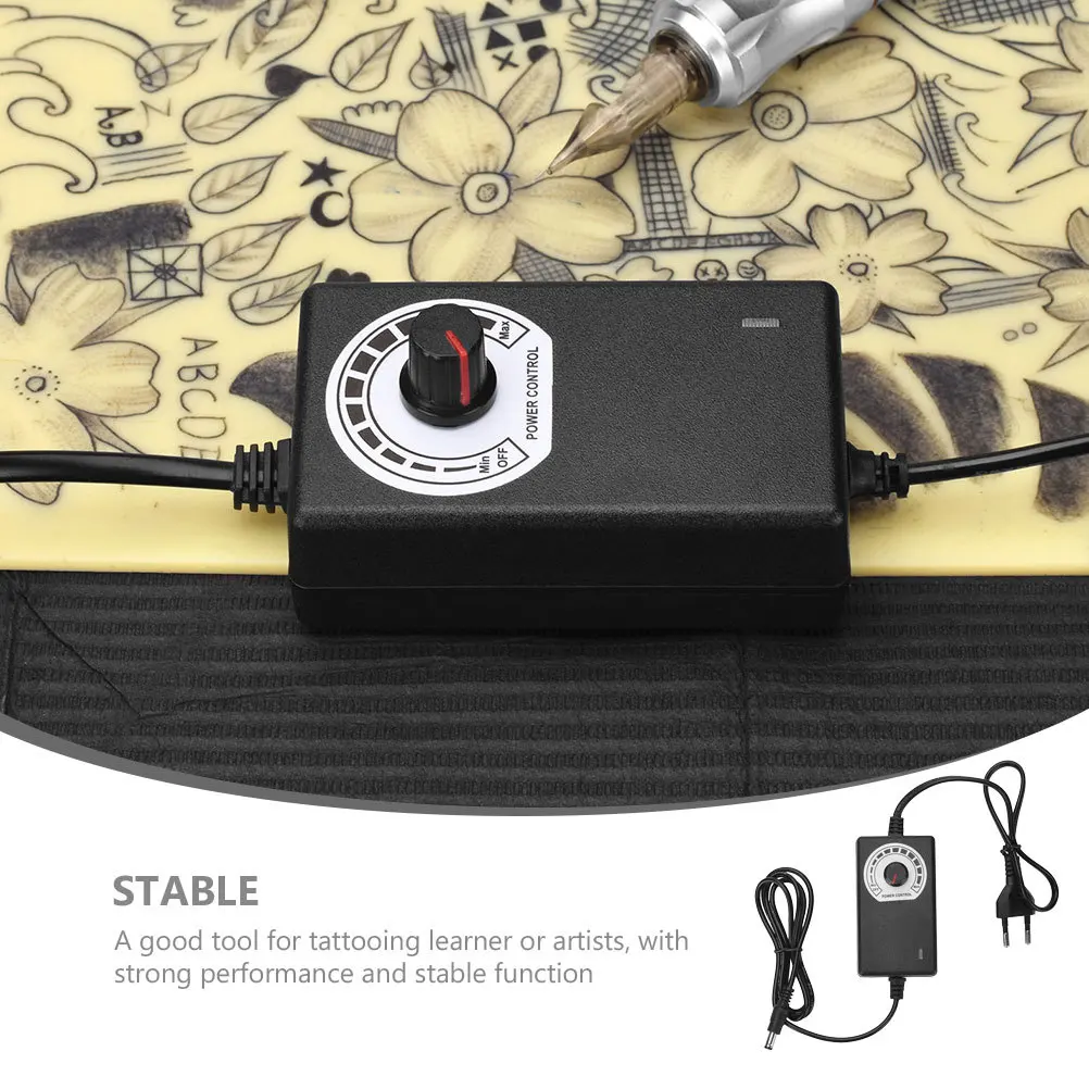 

Tattoo Power Supply Eu Plug Adjustable Voltage Control Rotary Knob Stable Power Stabilizer for Tattooing Machines Professional