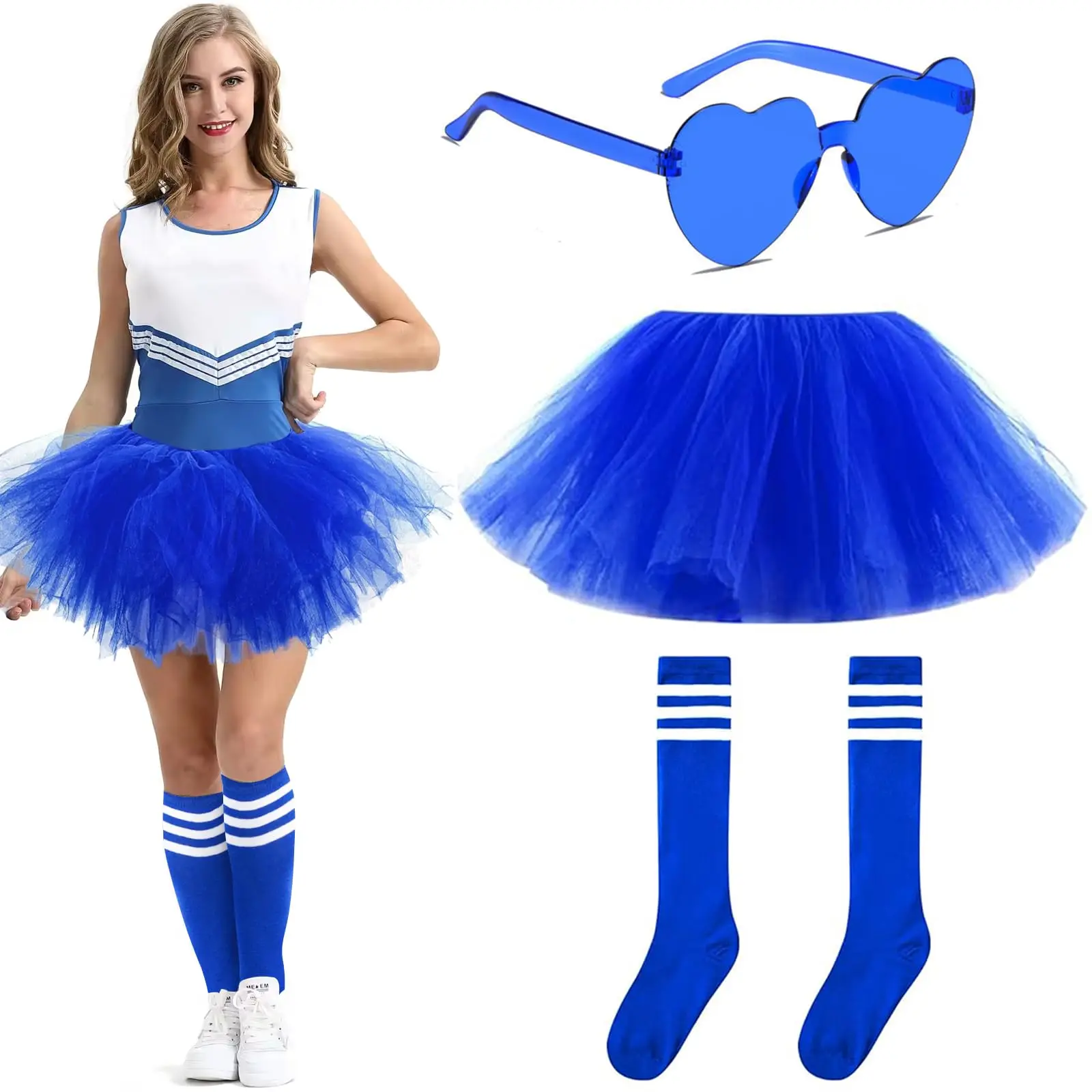 Tutus para Mujer Adulta, Falda Tutú de Tul de 5 Capas con Calcetines de Tubo y Gafas de Sol para el Día de San Patricio, Ballet y Danza