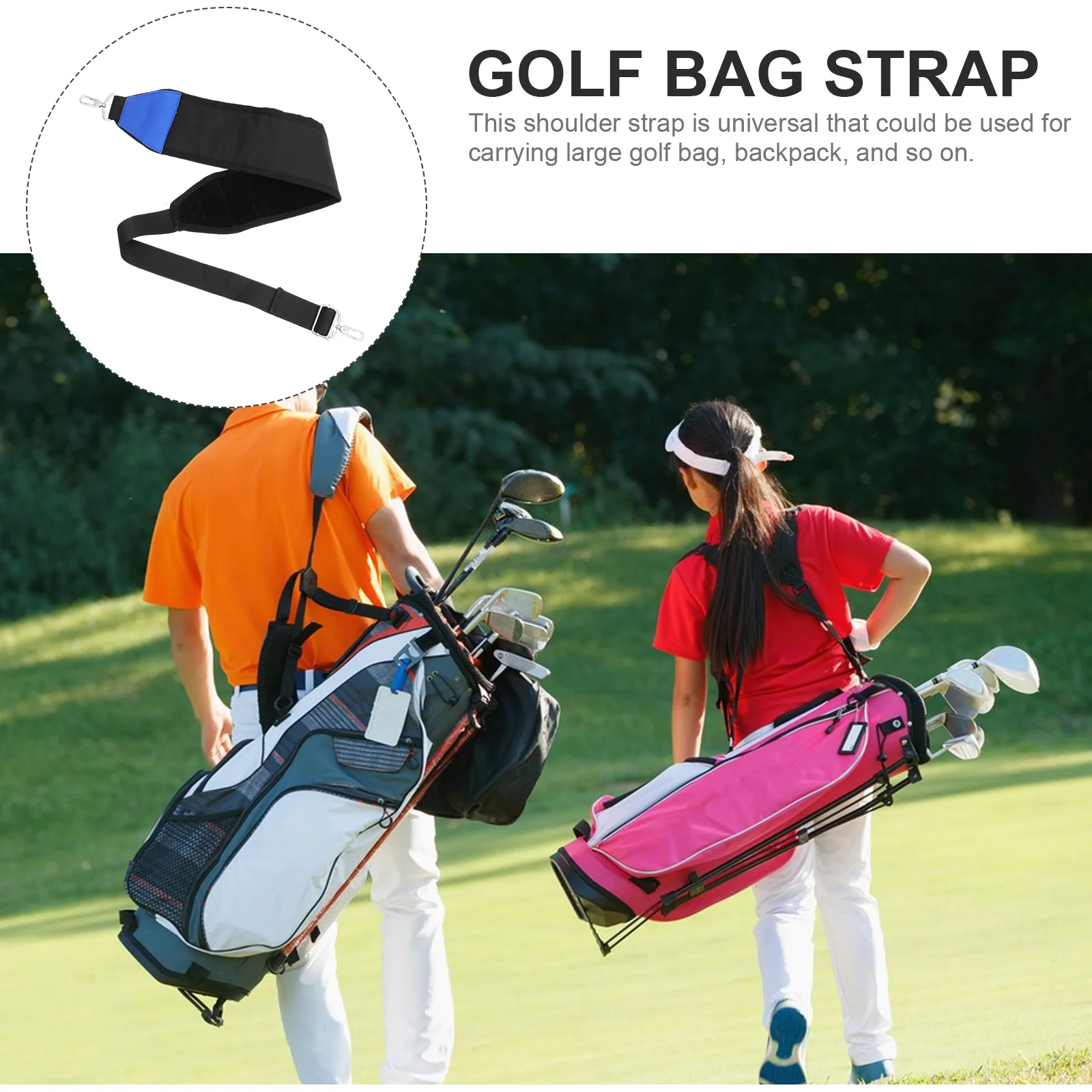 Nylon Golf Bag Shoulder Strap Padded Comfortable Replacement for Large Golfing Pouches Shoulder Strap Replacement