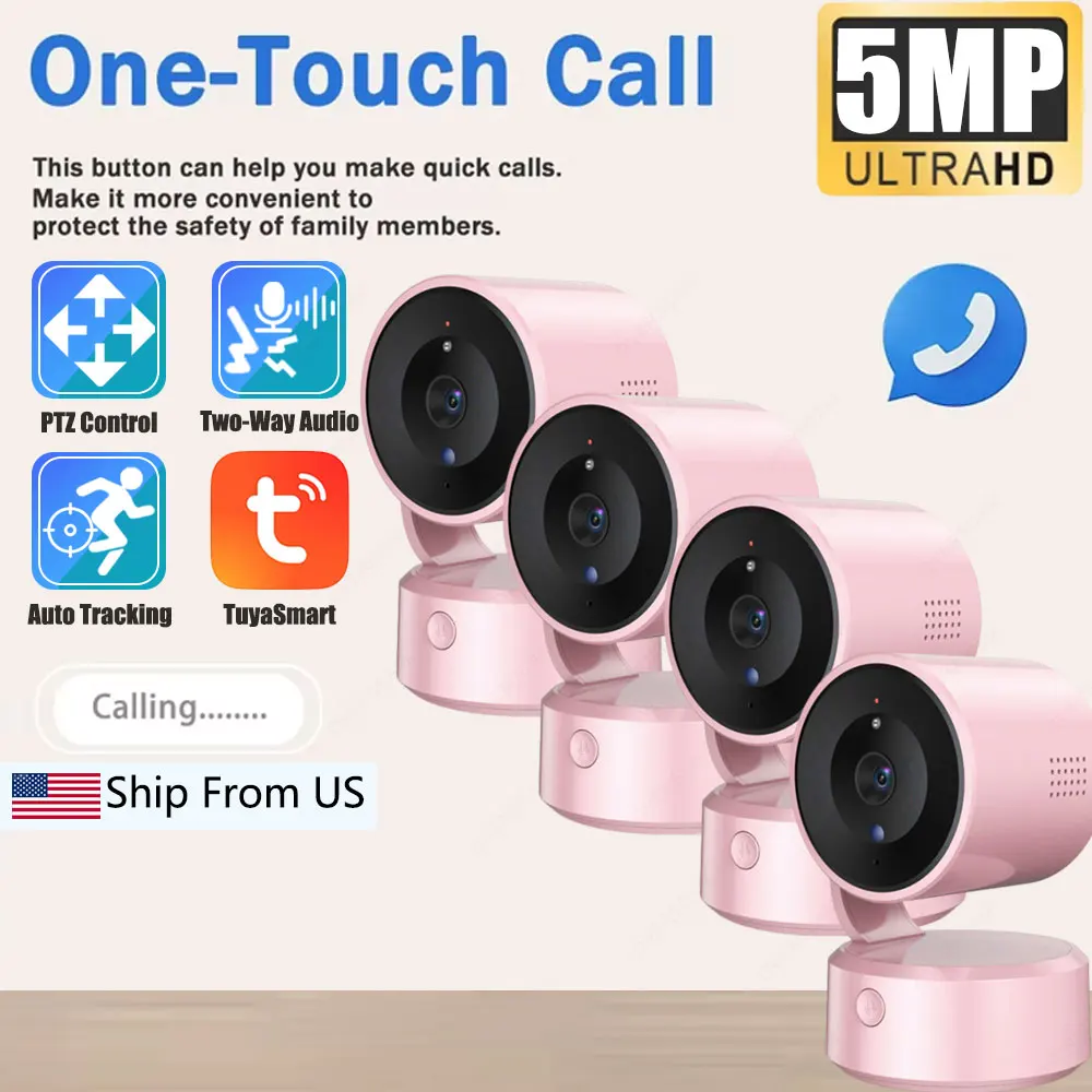 

Tuya Wi-Fi Крытая умная камера безопасности с панорамированием/наклоном 5MP HD Инфракрасное ночное видение Отслеживание Монитор обнаружения звука Панорамный патруль