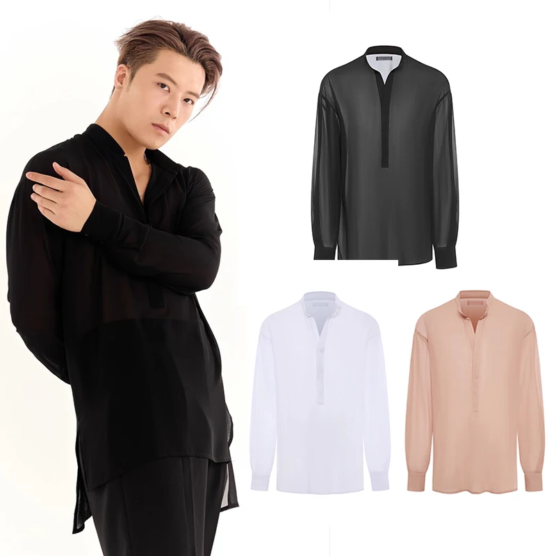 

New Latin Dance Tops For Male Long Sleeved Top Latin dance Costume Professional Practice Outfit Ballroom Dance Clothing DN22011