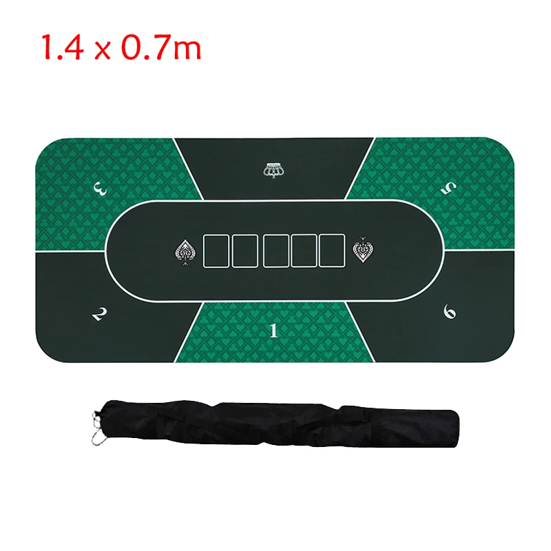 Hold'em Texas Poker Pro Card Mat, Portable Playmat, Home Gambling Board Game Pad, Durable Rubber, 1.4x0.7M, 1.2x0.6m