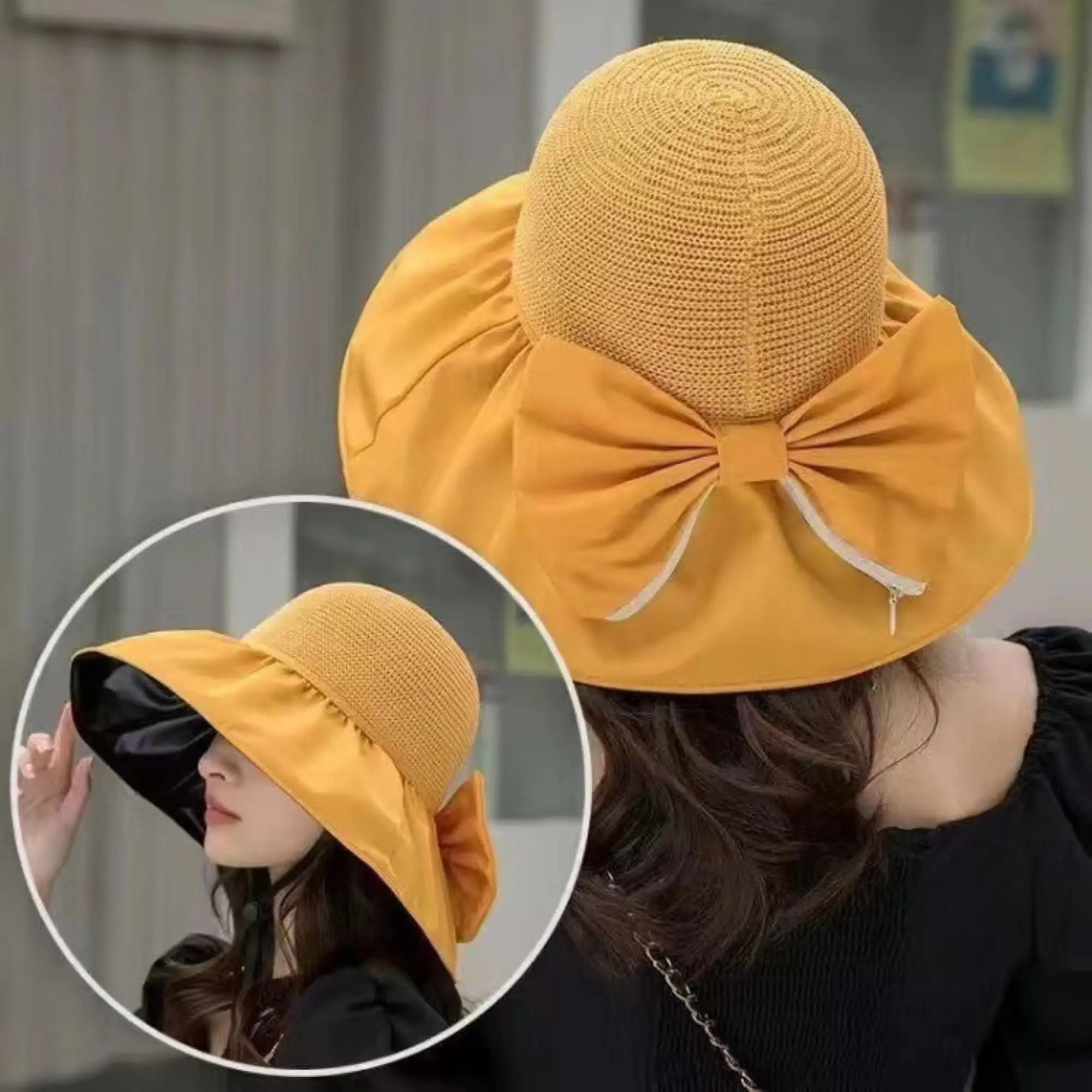 Spring and summer large eave UV resistant new outdoor breathable sweet sun hat for women