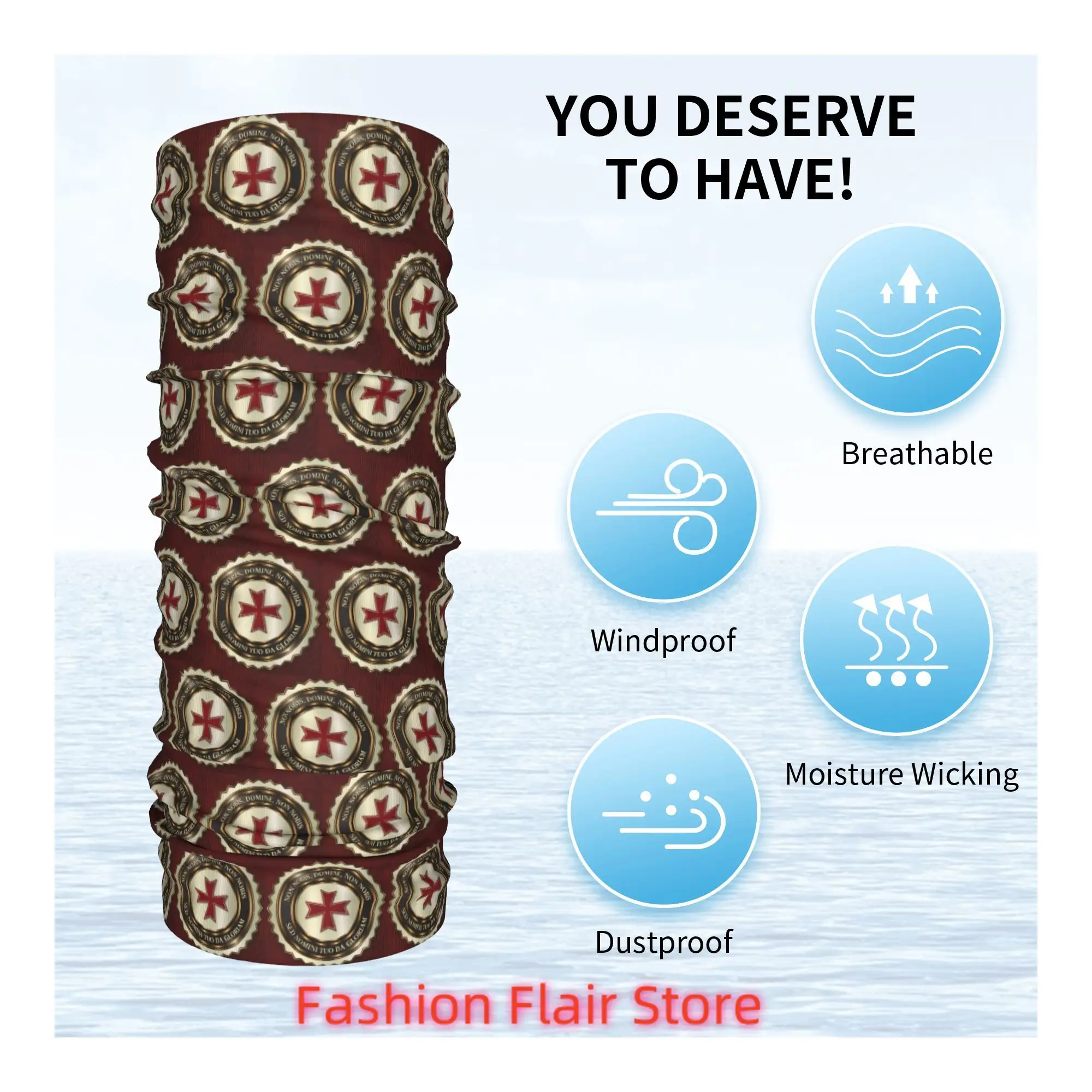 Medieval Symbol Templar Cross Knights Templar Masonic Bandana Neck Gaiter Printed Mask Scarf Warm Face Mask Riding For Men Women