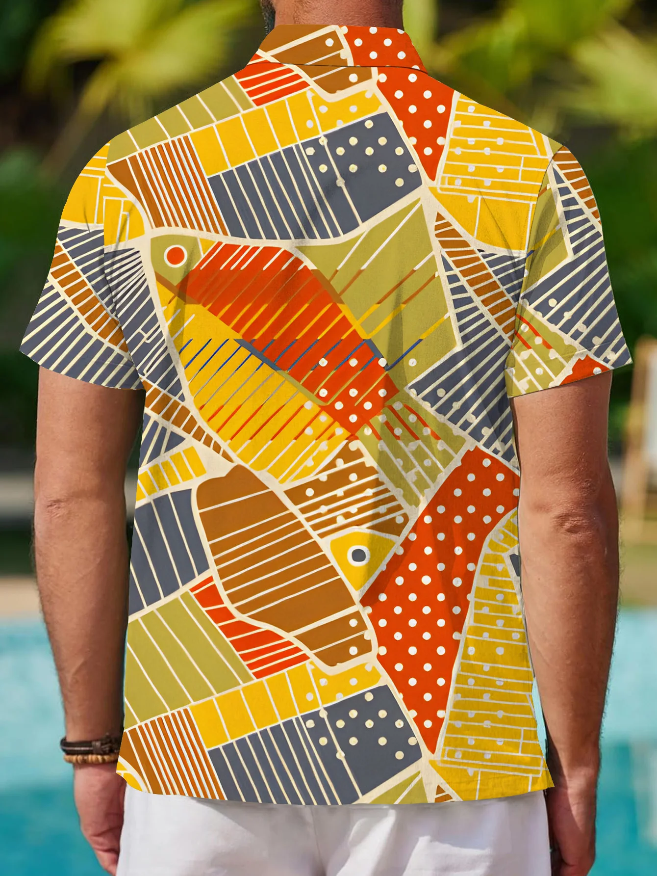 Hawaiian Men's Casual Fashion Short Sleeve Shirt New Pattern Novel Color Bright Color