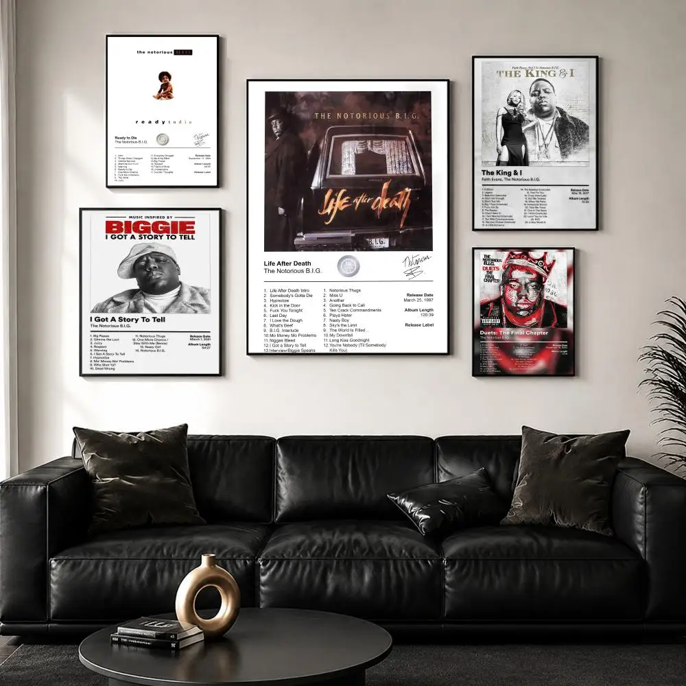Rap Music Pop Album N-Notorious B.I.G Poster Decorative Wall Art Stickers Mural Photo Print for Home Living Room Hallway Decor