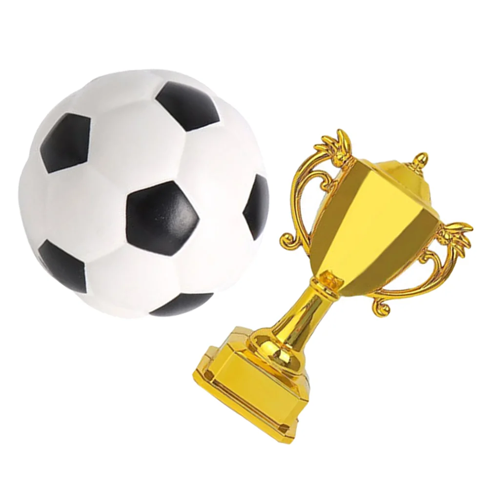 Trofeo Modello di calcio Statua Decor Mini calcio Casa delle bambole in miniatura Palline accessorie per bambini in plastica