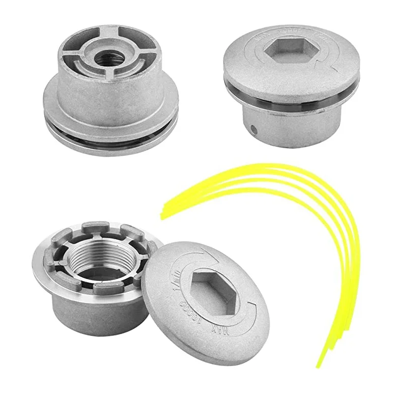 Universal Alumínio Grass Trimmer Cabeça Com 4 Linhas Brush Cutter Cabeça Thread Nylon Grass Linha de Corte Cabeça para Lawn Mower Prata