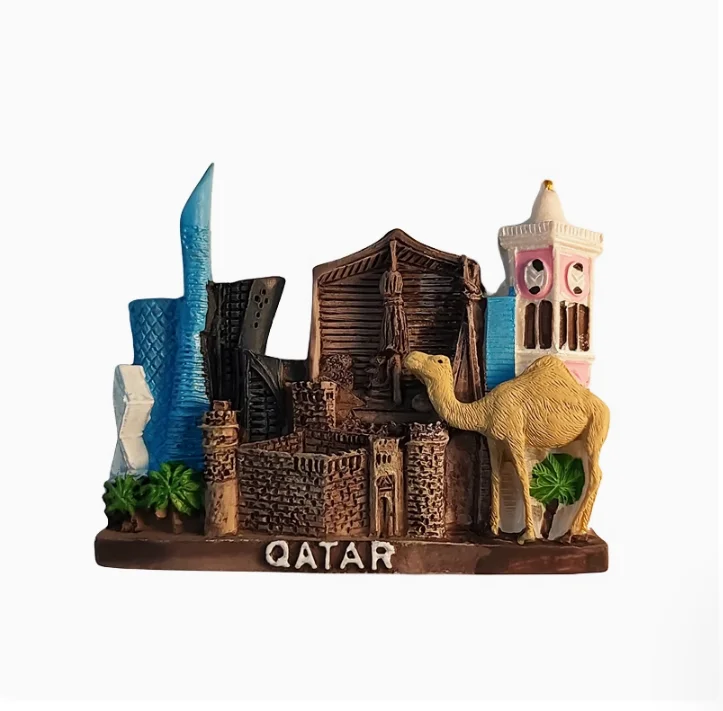 Middle East Arab Qatar Handmade Painted 3D Resin Fridge Magnets Tourism Souvenirs Refrigerator Magnetic Stickers Gift