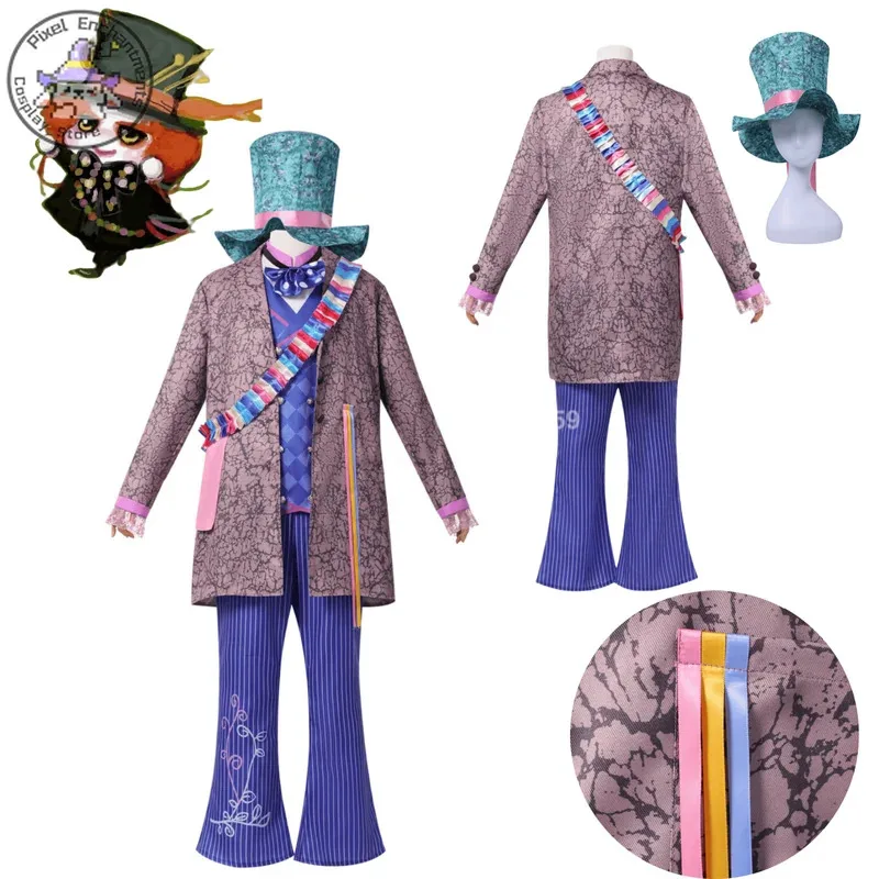 

Hot Movie Cosplay Anime The Mad Hatter Costume Role Play Fashion Clothes with Hat Suits for Men Adult Comic Con Halloween Party