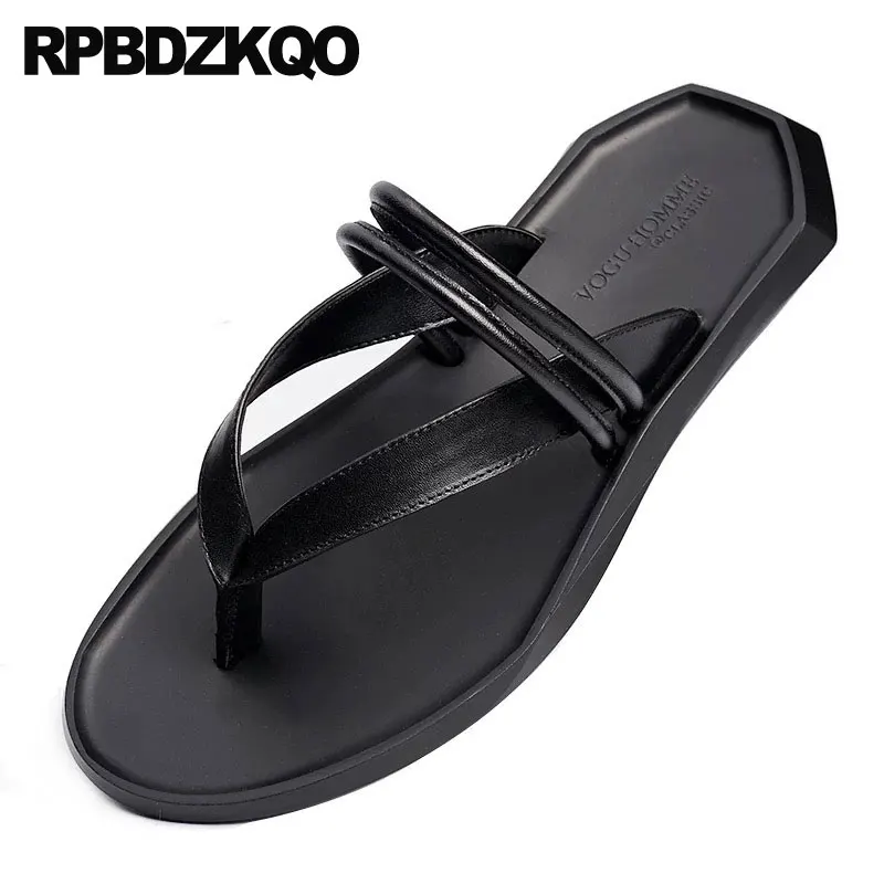 Summer Platform Strappy Gladiator Slingback Real Genuine Leather Open Toe Shoes Slides Men Flat Slippers Roman Sandals Flip Flop