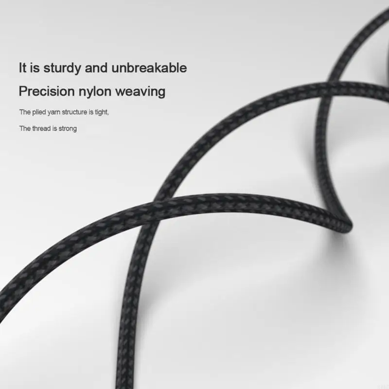 Fabric Type C Charging Cable, 2-in-1 Split Design with Two Device Ends and File Transfer for Desk and Bedside Use 896C