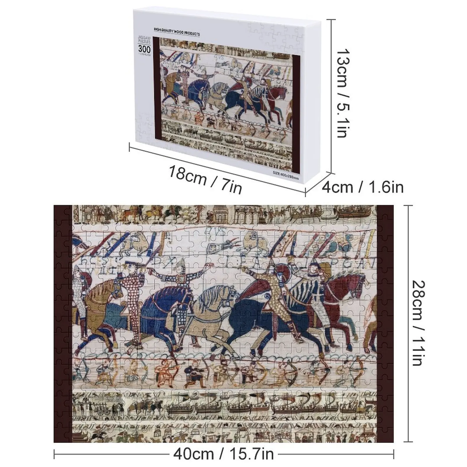 ベイユのタペストリー、ハスティングスの戦い、ノルマン騎士の馬に乗ったジグソーパズル、パーソナライズされた赤ちゃんのおもちゃパズル
