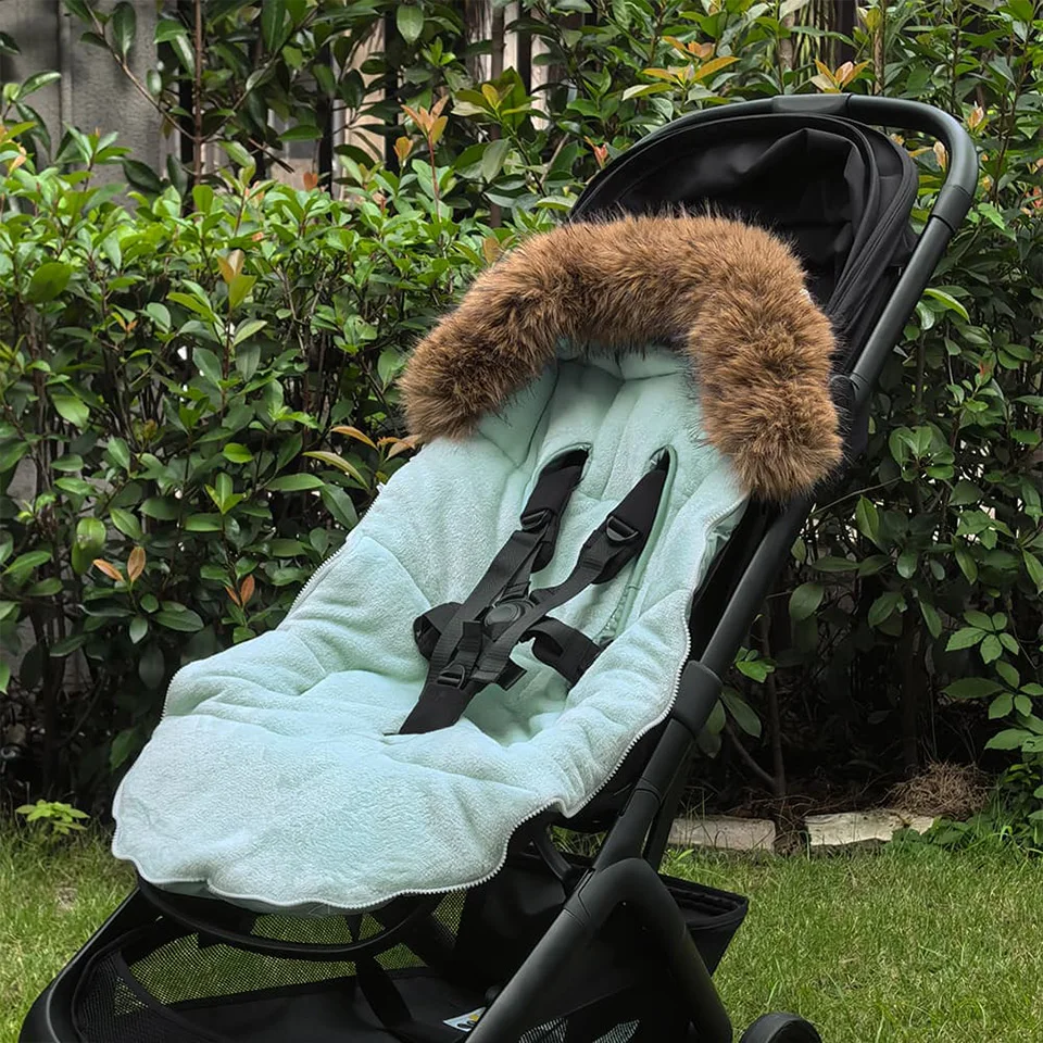Kinderwagen Fußsack Outdoor Winter Baby Warm In Kinderwagen Abnehmbare Dicker Winddicht Pelz Kragen Baby Umschlag Kinderwagen Zubehör – Detail 2