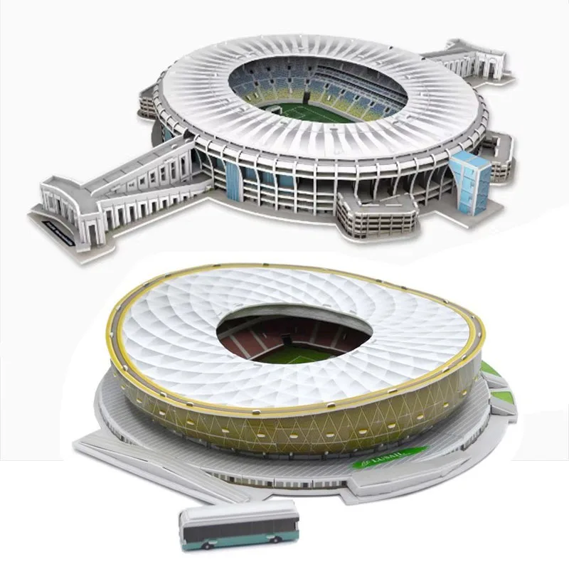 Estadio maracana lusail estádio esporte ginásio futebol arquitetura 3d papel quebra-cabeça modelo de construção brinquedo menino menina presente viagem