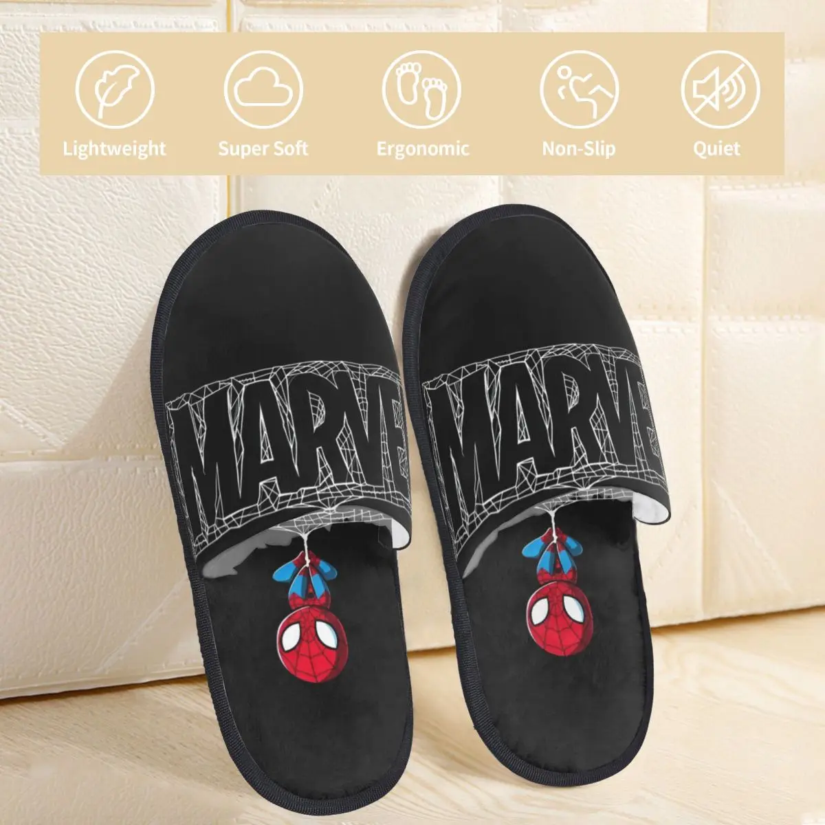 Winter Slippers Spider Man Spider-Man Accessories Household Fur Slippers Slides Indoor marvel Cozy Non-skid Slides