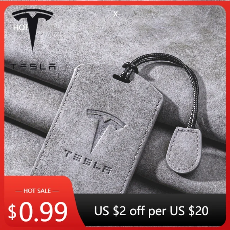 

Car Sticker 2025 Hot Leather Car Smart Remote Key NFC Card Case Cover Protector Holder Shell For Tesla Model 3 Model Y 2020 Auto