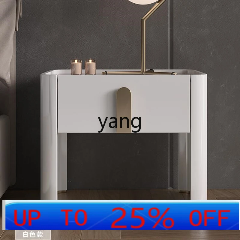 

LH Italian light luxury bedside table white paint bedside table mini Internet celebrity bedroom bedside table