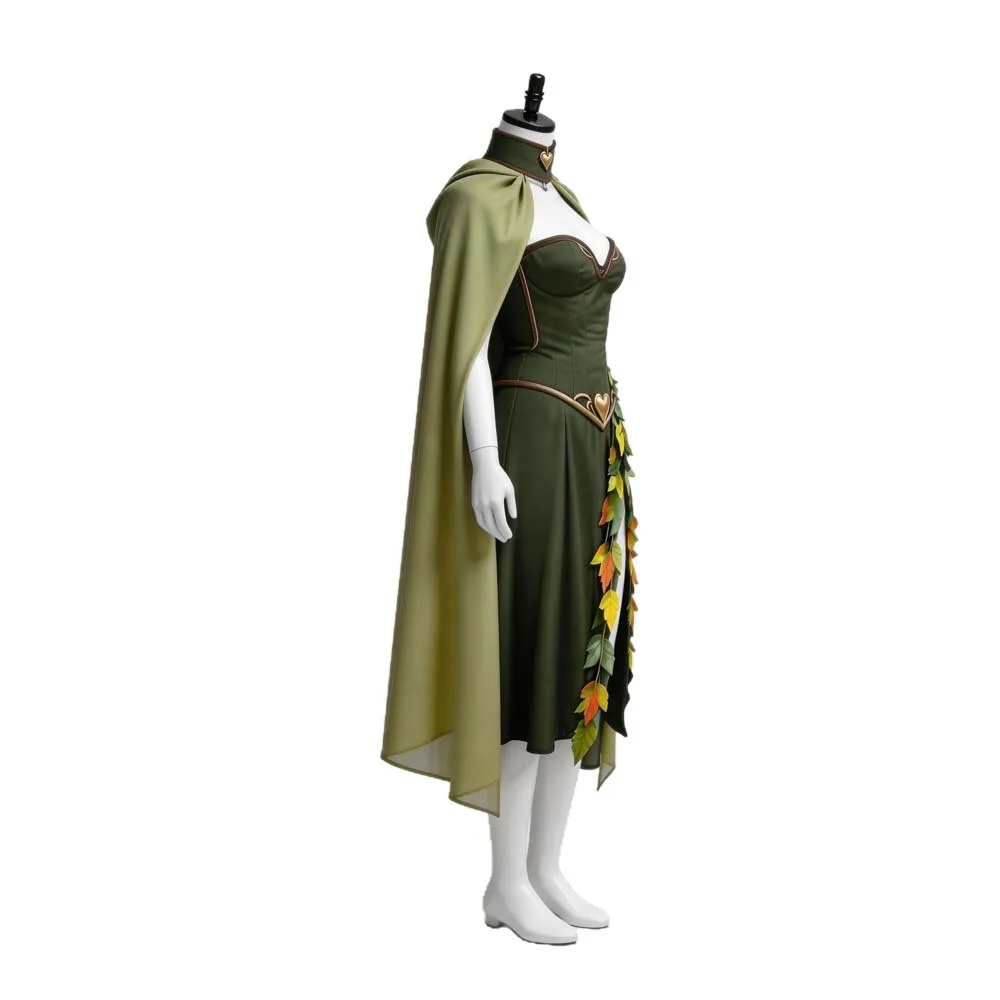Cape Princesse Elfe Médiévale Brodée à Capuche – Verte – photo 5