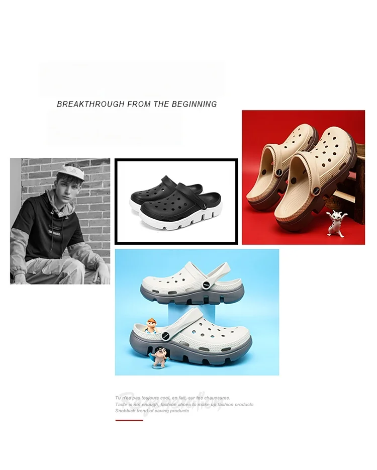 Men EVA Clogs Breathable Hole Sandals Lightweight Non‑Slip Soft Sole Summer Casual Slippers For Outdoor Street Beach Garden Shoe