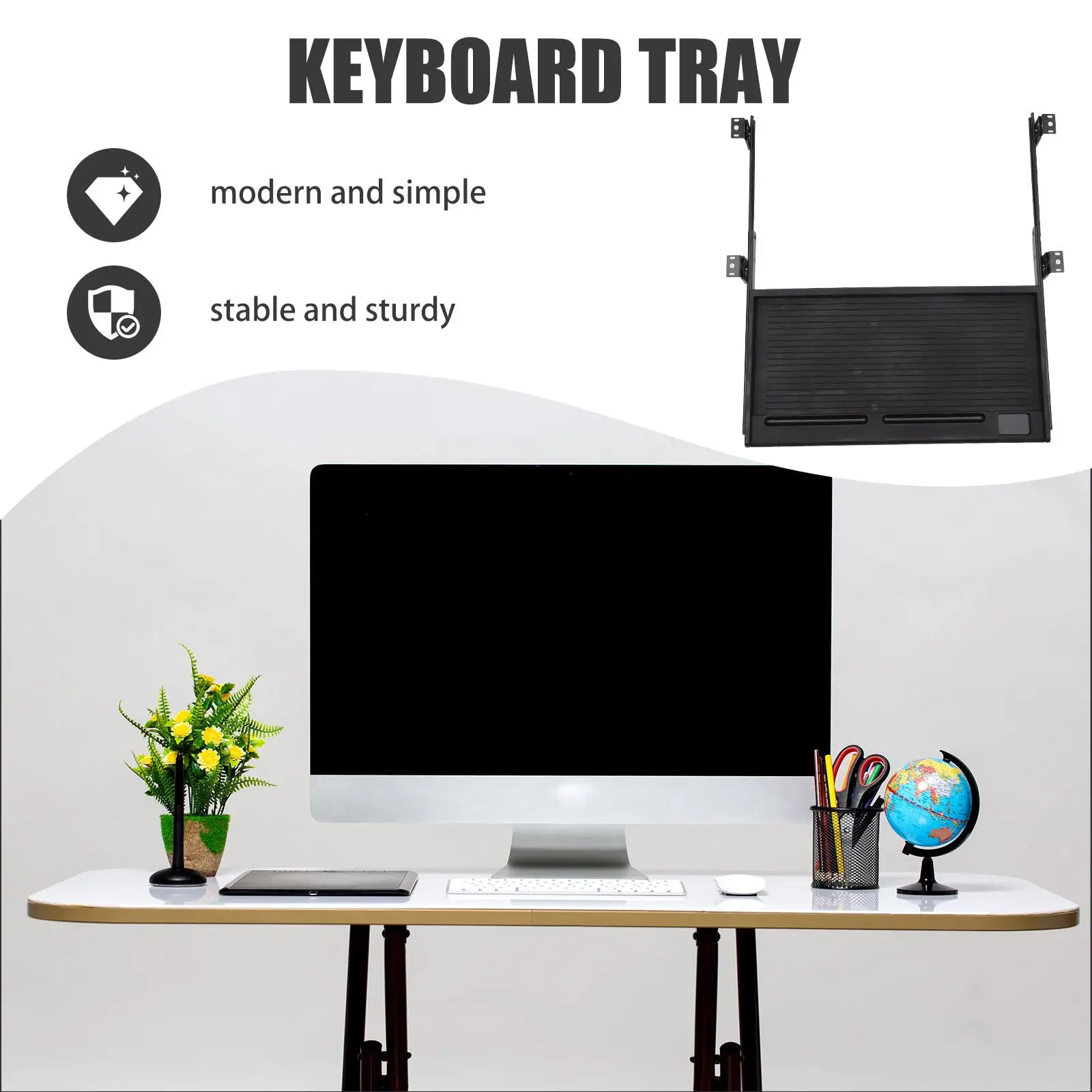 

1 Set Gray White Sliding Mouse Shelf Office Sliding Keyboard Tray Under Under The Desk Keyboard Tray Desk Storage