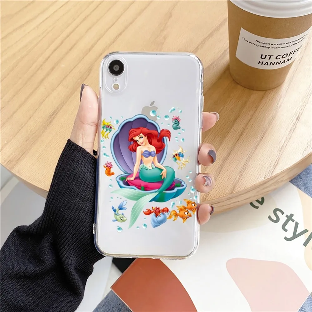 Cute Ariel The M-Mermaid Phone Case For Iphone 15 11 13 14 Pro Max 7 8 Plus X Xr Xs Max Se2020 12mini Transparent Cover