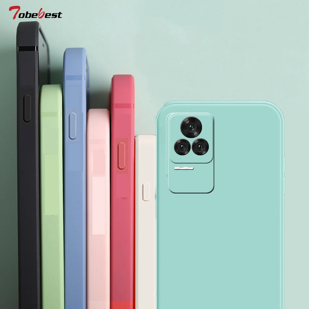 Luxury Square Soft Silicone Case on For Xiaomi Poco F4 F3 F2 Pro Coque Solid Color Camera Protection Back Cover