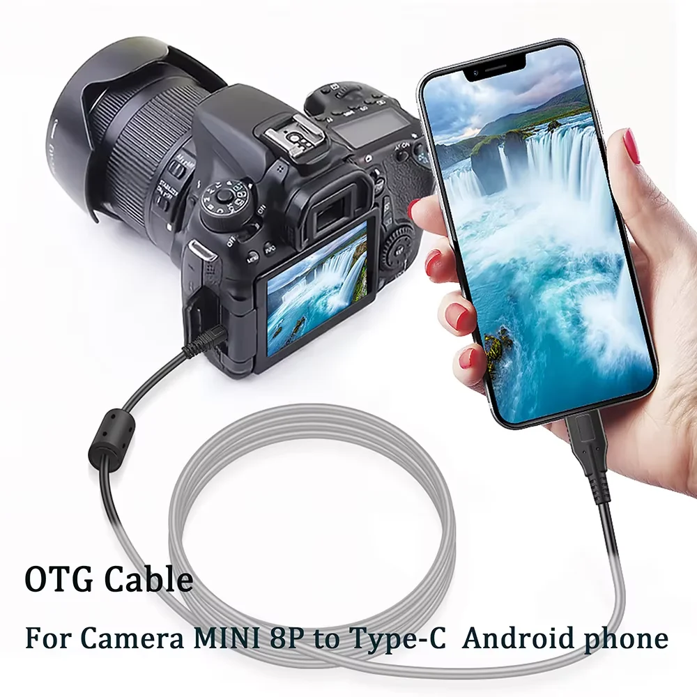 Type‑C to Mini 8P B OTG Cable for Android Phone Connect SLR Camera Data File Transfer Cord