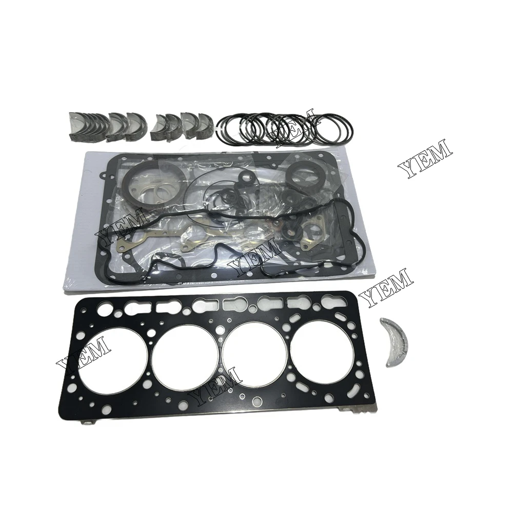 New V3600 Overhaul Re-Ring Kit For Kubota Excavator Loader Tractor Diesel Engine Piston Ring Bearing Full Gasket Set