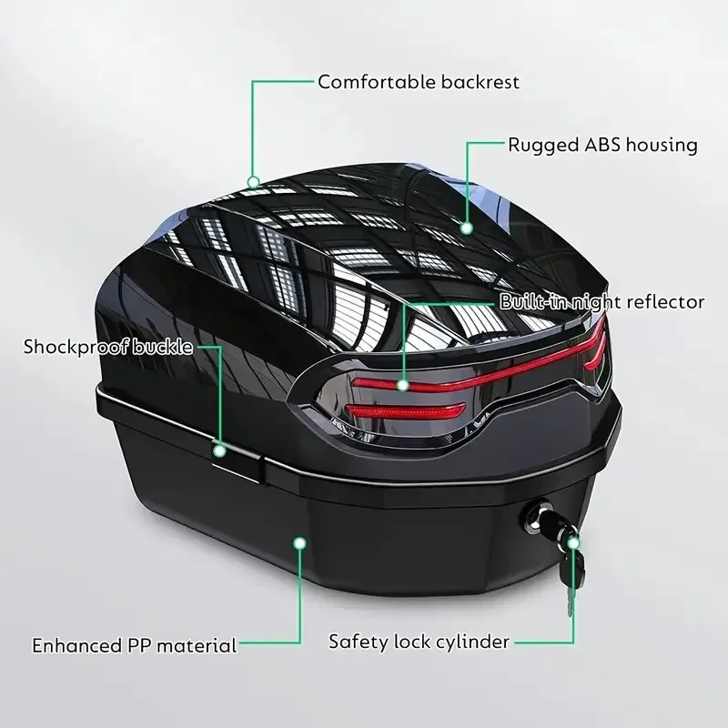 1pc 35L Motorcycle Top Box, Motorcycle Trunk ABS Material Wear-Resistant with Lock, Motorcycle Accessories,Motorcycle Helmet image 5