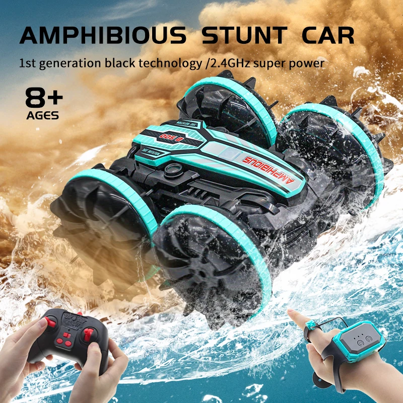 Remote control dristunt car 360 degree rotation amphibious double-sided flip driving drifting car children's toy holiday gift