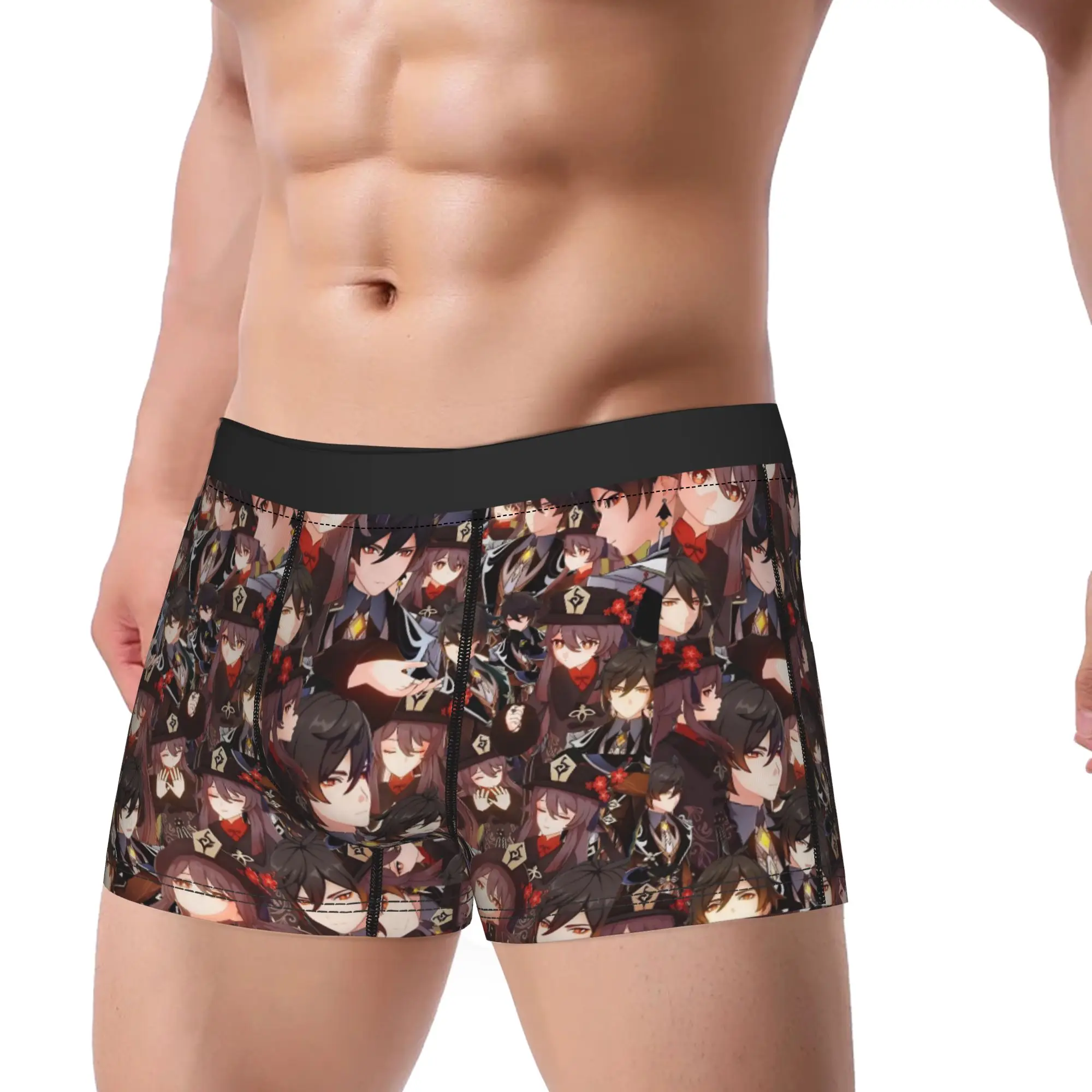 Genshin Impact Hu Tao Game Boxershorts  Pouch Underwear Hot Sale Print Shorts Briefs Breathable Males Panties Big Size