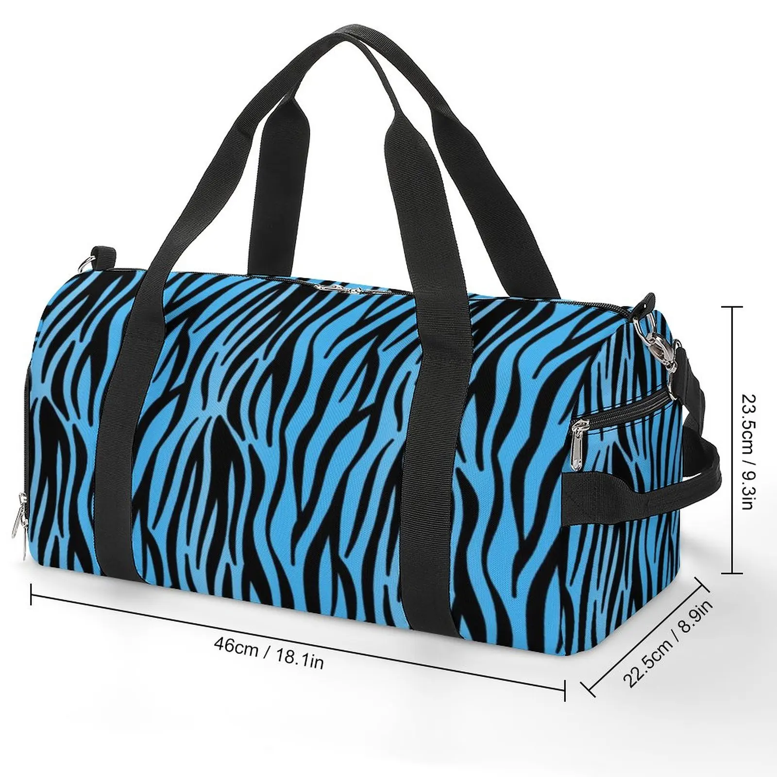 Blue Tiger Print Sports Bags Black Stripes Swimming Gym Bag Large Capacity Novelty Handbags Men's Printed Waterproof Fitness Bag