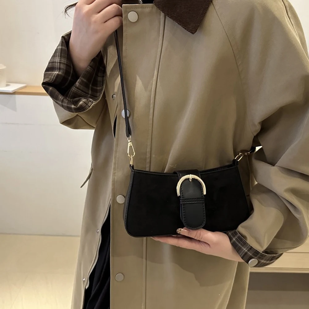 Women's Crossbody Bag, High-Quality Faux Suede Shoulder Bag, New Stylish Retro Underarm Commuter Bag, Fashionable Versatile Handbag view 6