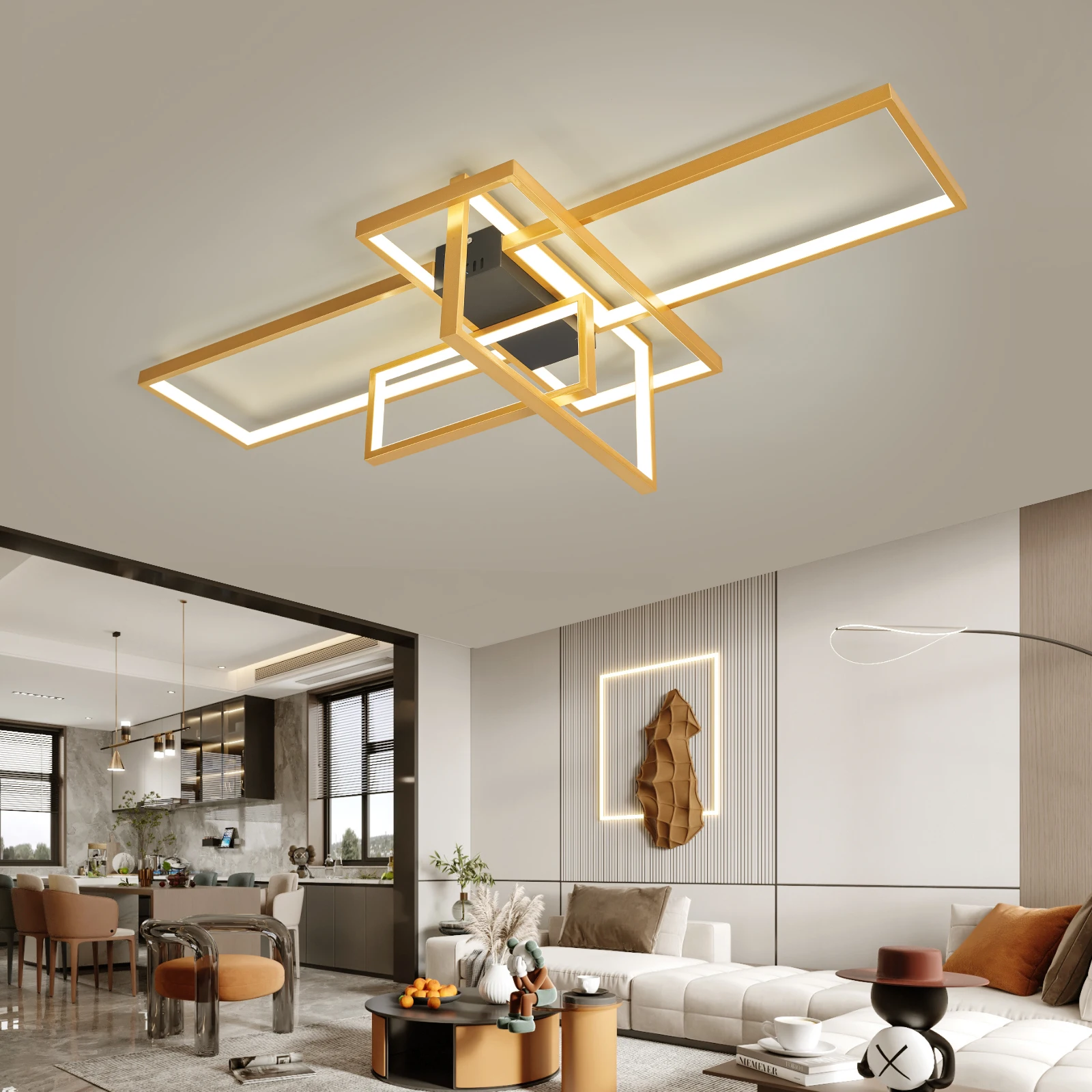 

Modern Led Ceiling Chandelier Lights For Living Room Study room Bedroom Smart Home Alexa Chandeliers fixtures Gold/Black Finish