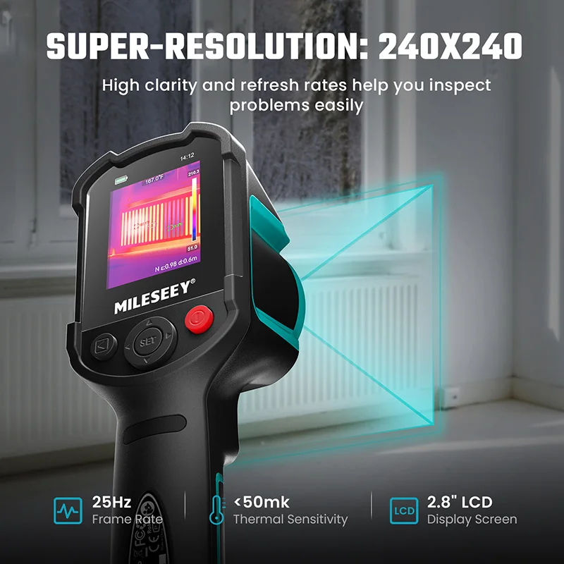 Thermal Camera,Resolution 192 X 192 Handheld Thermal Imaging,25HZ Refresh -20℃~550℃  Rechargeable