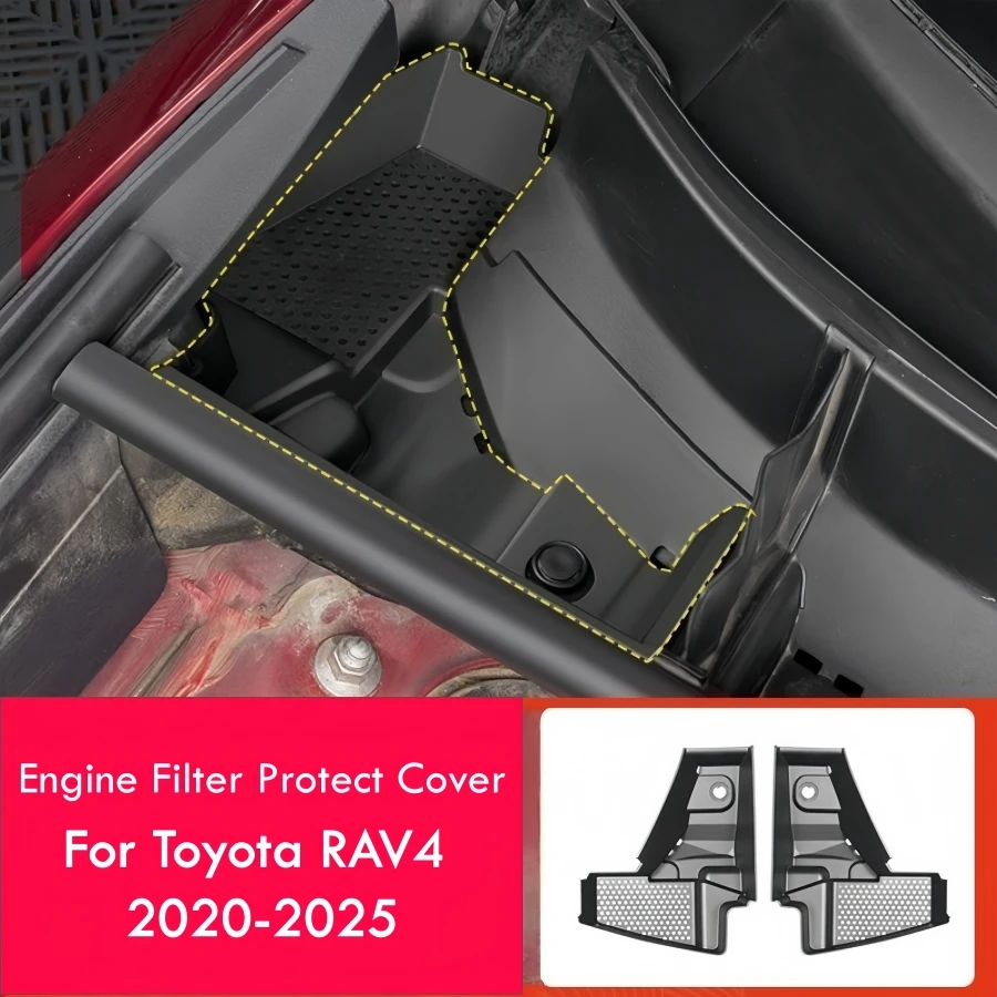 Cubiertas protectoras de filtro de motor de coche, 2 uds., para Toyota RAV4 2020-2025, adornos de filtro de compartimento de motor, antibloqueo RAV