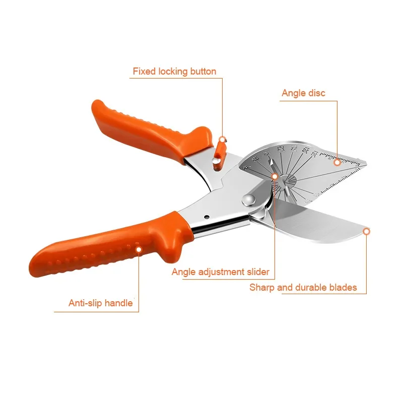 Duct scissors 45-90 Degree Edge Angle Shear Wire Duct Cutter PVC PE Plastic Pipe Hose Scissor Miter Wire Slot Cutter